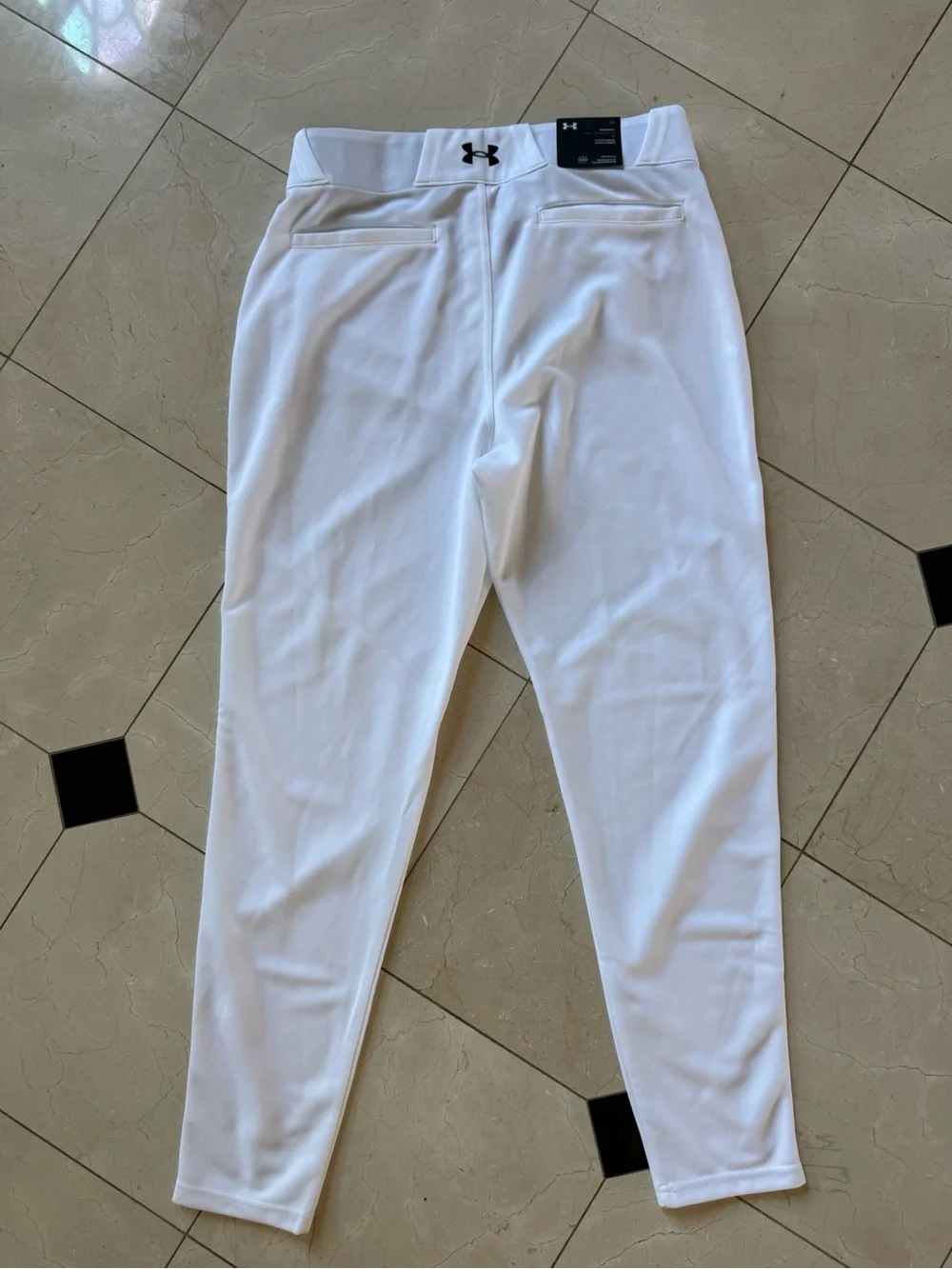 Under Armour teen or adult  White Athletic Baseball Pants with Black Logo